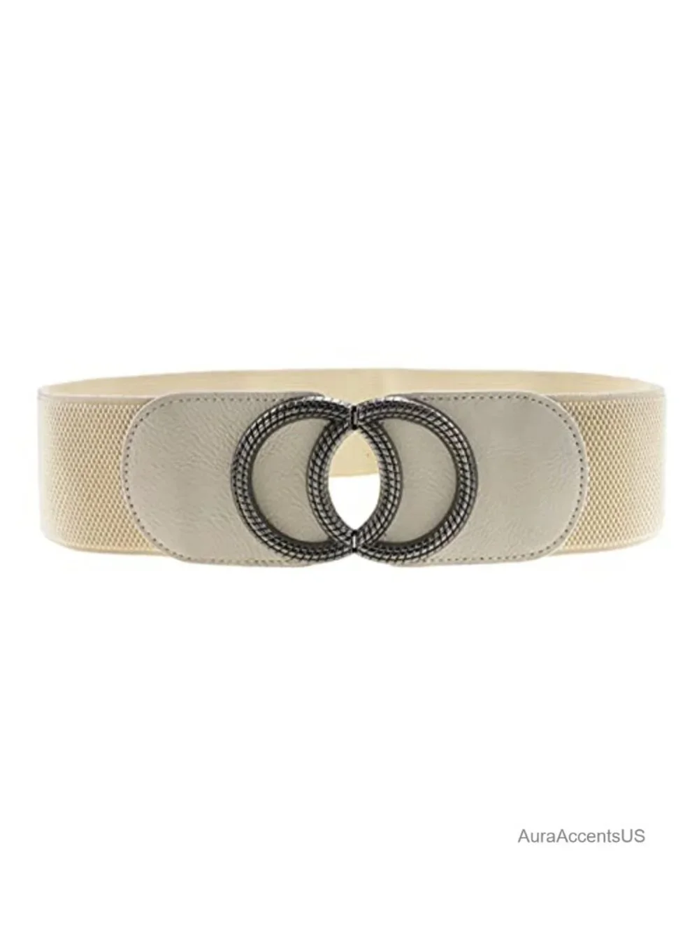 Vintage Wide Elastic Stretch Waist Belt with Metal Buckle for Dresses